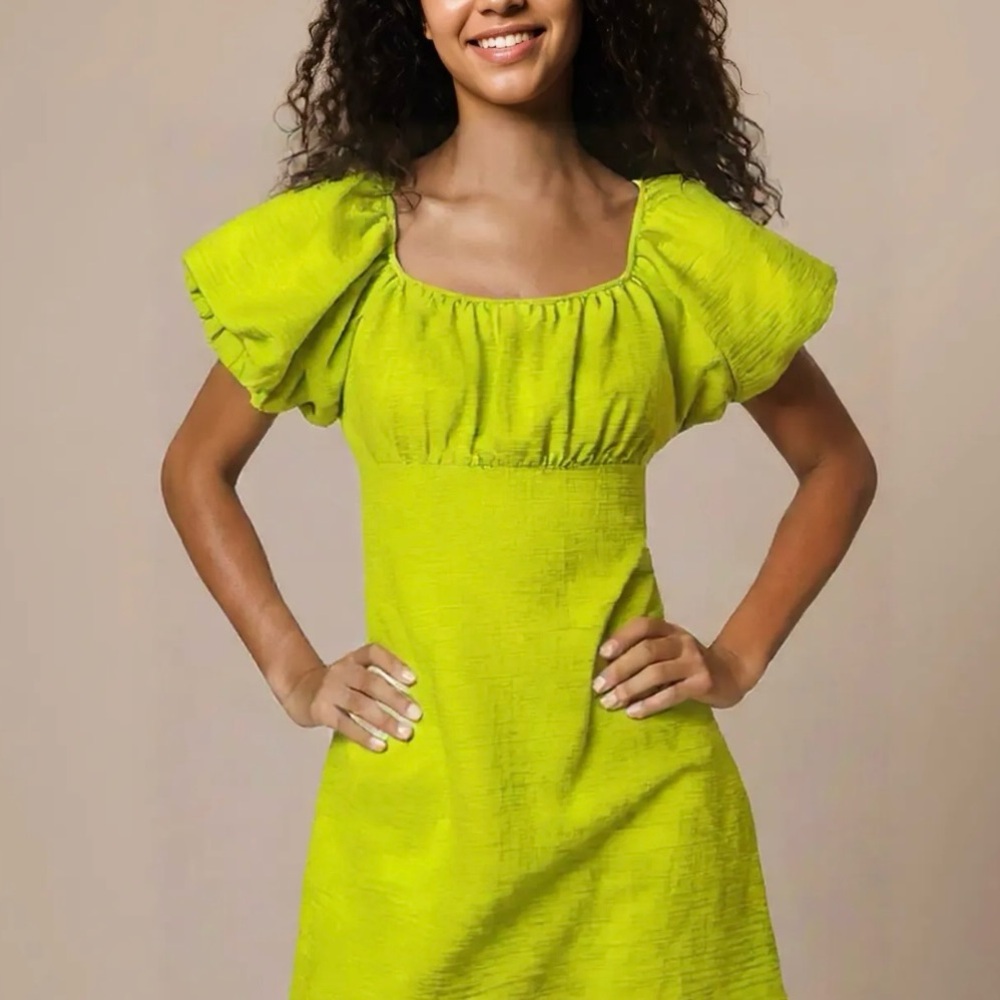 Derek Heart Summer Neon Lime Green Mini Dress